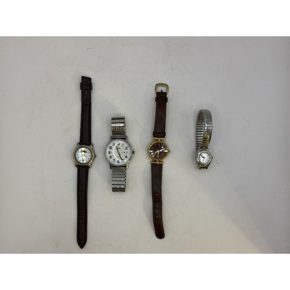 Lot of 4 Vintage Quartz Watches Timex Fossil Faded Glory M.Z. Berger – Untested